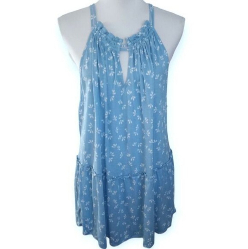 LOFT Light Blue Floral Tunic Sz.XL EUC.